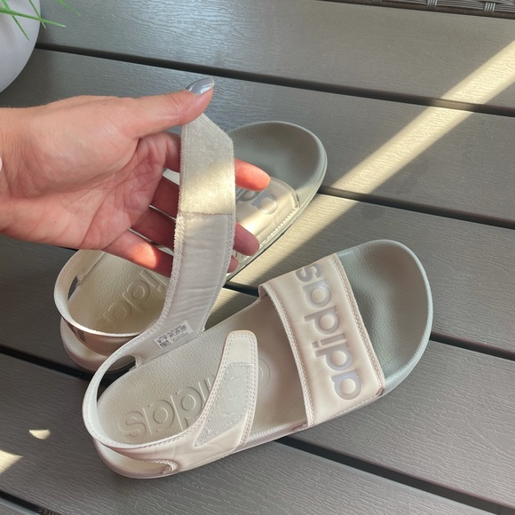 Adidas slides slippers 8 champagne sandals 7.5 - Picture 6 of 11